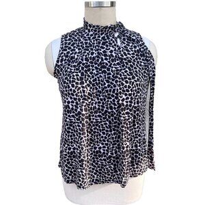 Sweet Life - Women's L Blouse Sleeveless Tie Neck Pleated Front Mock Turtleneck